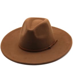 9.5cm Wide Brim Fedora Hats with Brown Belt Autumn Winter Women Party Top Hat Men Jazz Retro Cowboy Felt Cap Panama Sun Hat