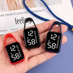 LED Digital Electronic Watch Keychain Luminous Function Children Gifts Multifunctional Hanging Watch Pocket Watches