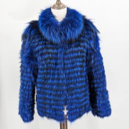 Lady Striped Real Silver Fox Fur Coat Short Jacket Spring Autumn Luxury Elegant Big Size Clothes Luxurious With Fur Collar 2107