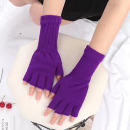 Long Gloves Black Fingerless Knitted Gloves for Men Women Warm Stretch Elastic Fashion Winter Outdoor Mitten Cycling Accessories