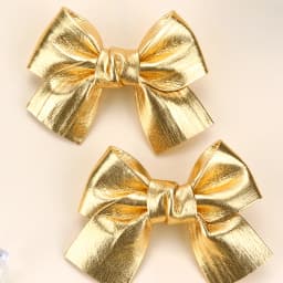 2Pcs Sparkling Bow Hair Clips PU Barrettes For Girl Kids Butterfly Leather Vintage Gold Silver Handmade Headwear Accessories