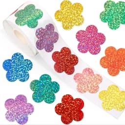 500pcs Laser Flower Sticker Roll Cute Flower Shape Sealing Sticker Color Waterproof Self-adhesive Sticker Gift Packaging Sticker