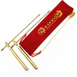 Copper pull rod, 2 divination rods - solid copper and brass, with gift box and bag - detecting gold, water, ghost hunting