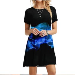 New 2022 Women Dresses 3D Flame Cloud Eruption Dress Summer Casual Short Sleeve Loose Plus Size Dress Fashion Print Clothing 6XL