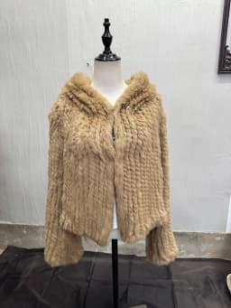 Long Sleeve Casual Loose Knitted Real Rabbit Fur Hooded Coat Women Genuine Natural Rabbit Fur Outwear Female Fur Jacket