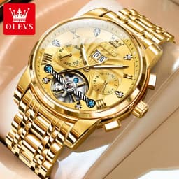OLEVS Men's Watch Luxury Skeleton Automatic Mechanical Watch Original Waterproof Stainless Steel Men's Watch Reloj Hombres 9910