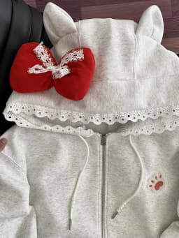 Lace Patchwork Bow Hoodies Women Sweet Fall Letter Print Cute Loose Sweatshirt Casual Long Sleeve Vintage Zipper Lady Kawaii Top