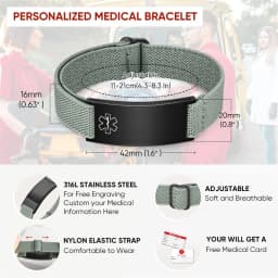 Personalized Medical Alert Bracelet for Men Customized Elastic Strap Stainless Steel Medical ID Bracelets Engraved Medic Info