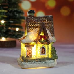 Christmas Decoration House LED Light Xmas Ornaments Small Resin Mini House Miniature Village Building For Home Kids Gifts