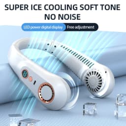 New Summer Portable Mini Hanging Neck Fan Bladeless Neckband Fan Digital Display Power Air Cooler USB Rechargeable Electric Fans