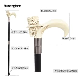 White Hat Skull Head Long Handle Walking Cane Fashion Cane Decorative Cane Halloween for Cosplay Parties Walking Stick 93cm