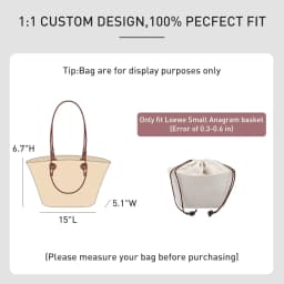 Drawstring bag organizer insert shoulder strap for Anagram Basket straw woven bag support inner liner bags accessories