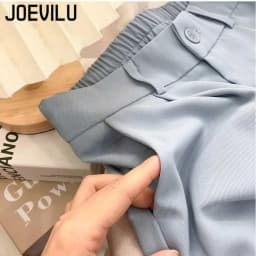JOEVILU Women's High Waist Straight Ankle Pants Summer Minimalist Office Pants Fluid Silky Tapered Trouser Multi Options Clothes