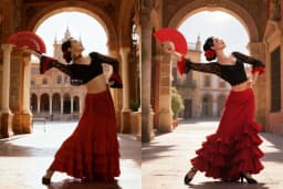 Red Dance Skirt Four Layers Polyester Cotton Flamenco Dance Costume High Waist Bell Bottoms Women's Skirts for Performance