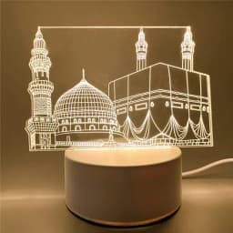 3D Acrylic LED Night Light Islamic Muslim Ramadan Festival Supplies USB Operated EID Mubarak Ornaments Bedroom Home Decor Lamp