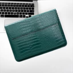 Customized Letter Crocodile PU Leather Men's Laptop Case Bag 13.3/15.4 Pro Laptop Stand Cover Case, Unisex