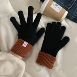 Women Winter Thickened Windproof Keep Warm Fingertip Touch Screen Knitted Gloves Fashion Color Spelling Soft