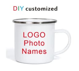 Customized Enamel Metal Mug 350ML Colorful Print Your Photo LOGO Coffee Mugs, Tea Cups, Mothers' Day, Fathers' Day Wedding Gift