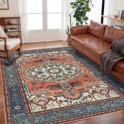 VIKAMA Bohemian Vintage Rug - Stain-Resistant and Easy-Care Floor Mat for Living Rooms and Bedrooms Persian Rug Home Decor
