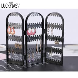 120/180/240/360holes Plastic Clear Earrings Studs Display Rack Folding Screen Earring Jewelry Display Stand Holder Storage Box