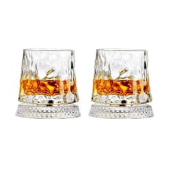 2PCS Whiskey Glasses Rotating Whisky Glass With Glass Base 360 Rotate Degrees Crystal Rum Glass For Cocktail Party Drinking Gift