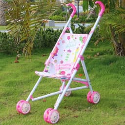 Dolls Pram Iron Foldable Baby Stroller Colorful Large Capacity Stable Lightweight Doll Handcart for Boys Girls