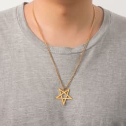 Unift Inverted Pentagram Satanic Necklace for Men  Stainless Steel Long Neck Chain Goth Gothic Occult Wicca Pentacle Jewelry