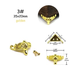 4pcs Jewelry Chest Wood Box Gift Wine Case Decorative Feet Leg Corner Protector Support Bracket with screws Golden Silver Bronze