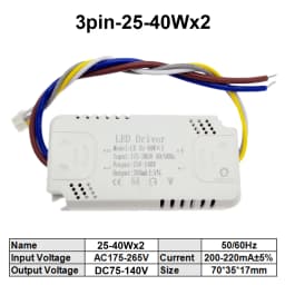 5pcs 3 Color LED Driver 200mA-220mA Transformer 8-24Wx2 25-40Wx2 37-60Wx2 60-80Wx2 For Ceiling Light Chandelier Replacement