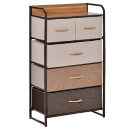 Drawer Dresser Tower Unit Clothes Storage Organizer with Wood Top, Steel Frame