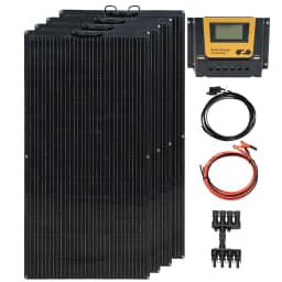 150W-600W Semi-Flexible Monolithic Monocrystalline Solar Panel Kit, 19.8V PV Module, 12V/24V/36V Off-Grid Battery Charger for RV