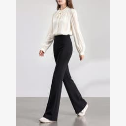 VIMLY Women's Black Flare Pants 2026 Autumn New Fashion Elegant High‑waist Versatile Pants Casual Office Lady Trousers 31738