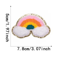 10pcs Set Chenille Self-Adhesive Patches Shiny Glitter Base Lightning Star Rainbow Patch for Bags Hats Jackets Clothing