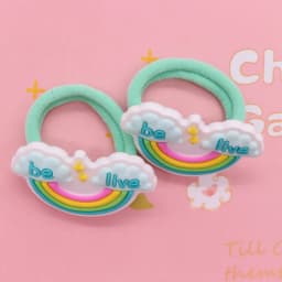 2Pcs/Set Sweet Cake Ice Cream Shape Hair Accessories Colorful Nylon Headband Kids Ponytail Holder Scrunchie Ornaments Gift