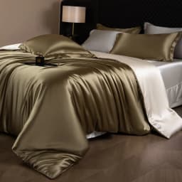 Silk Bed Sheets Set Luxury Bedding Set with Duvet Cover Fitted/Flat Bedheet Pillowcases Mixed with Rayon King Queen Full Twin