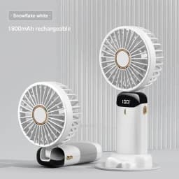 Mini Portable Handheld Fan Foldable Neck Hanging Fans 5 Speed USB Rechargeable Fan with Phone Stand and Display Screen 1800mAh