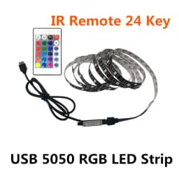 DC 5V USB LED Strip 5050 Waterproof RGB LED Light Flexible 50CM 1M 2M Add 3 17Key Remote For TV Background Lighting