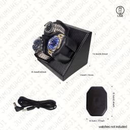 Watch Winder for Automatic Watches Box 3 Watches PU Leather Rotating Storage Display Automatic Winding Universal USB Power 5V1A