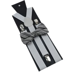 Cotton Brown Plaid Bowtie Suspender Set Elastic Braces Men Black Grey Butterfly Straps Wedding Dress Suit Skirt Accessories Gift