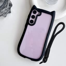 Cute Cat Ear Transparent Case For Samsung Galaxy S26 Ultra S26 S25 S24 S23 Plus S26 EDGE Soft Border Shockproof Cover S26