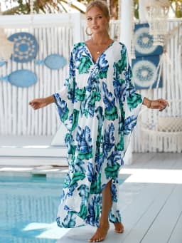 Plus Size Kaftan Dresses for Women Wave Neck Swimsuit Cover Up Caftan Dress Plus Size Oversized Long Beach Dress