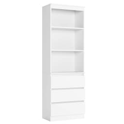 Getone Tall Bookcase, Living Room Bookshelf with 3 Drawers and 3 Shelves, Freestanding Storage Cupboard Display Cabinet 60x35x180cm White/Black/Oak