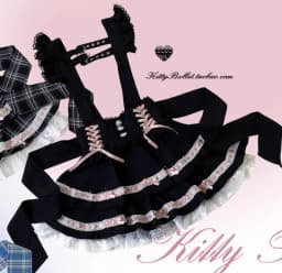 Japanese Mine Style Sweet Versatile Suspender Skirts Lace Splicing Flying Sleeve Bow Heart Button High Waist Plaid Skirt Women