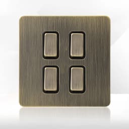 Retro Metal Brushed Antique Stainless Steel Push Button Switch Panel UK 13A Socket with USB Phone Charging for Home Improvement