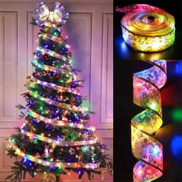 2-10m Christmas Ribbon Fairy Light String Merry Christmas Decorations For Home Xmas Holiday Navidad Gifts New Year