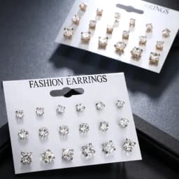 Sparkling 9/18-Pairs Classic Stud Earrings Set for Women,Rhinestone Studded, Perfect for Everyday Wear and Festive Celebrations