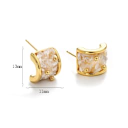 22K Gold Plated Shell Huggie Earrings with Cubic Zirconia Women's Luxury Hoop Earrings |Elegant Party Jewelry Daily Wear