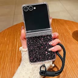 Cherry Blossom Lanyard Phone Case For Samsung Galaxy Z Flip 8 7 FE 6 5 4 3 5G Folding Hard Clear Cover For Samsung Z Flip7 Flip6