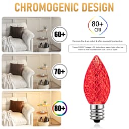 Multicolor C7 LED Light Bulbs 0.6W E12 Garden Decoration Night Lights Vintage Candle Lamps for C7 Outdoor String Lights