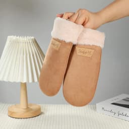 Suede Mittens Women Winter Keep Warm Thickened Hanging Rope Gloves Cute Lovely Sweety Windproof Outdoor Drive Cycling